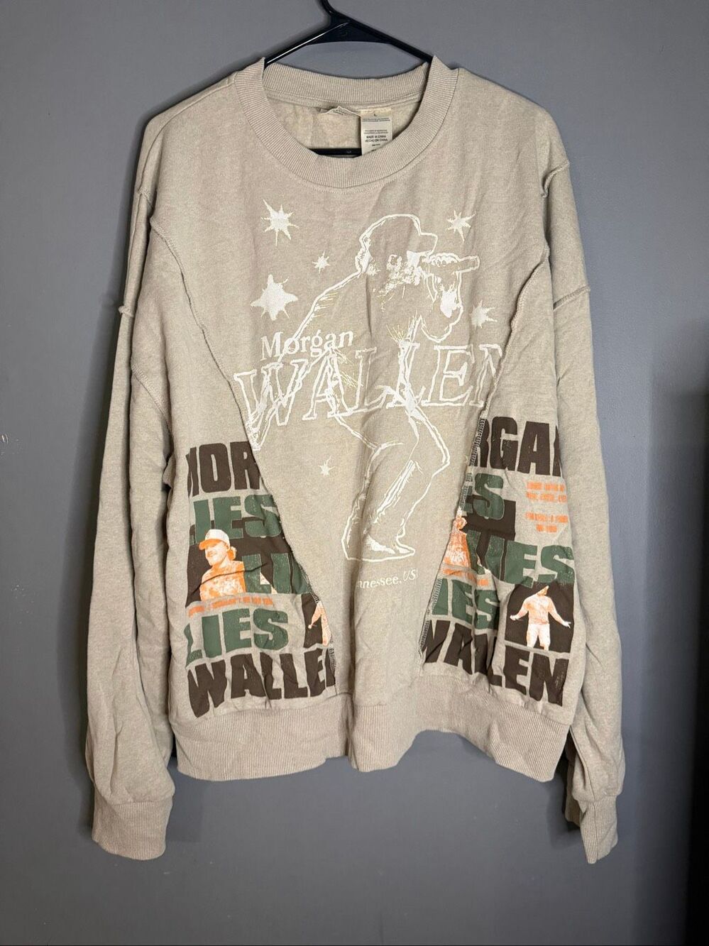 Morgan Wallen Oversized Crew Neck Sweater Size Large